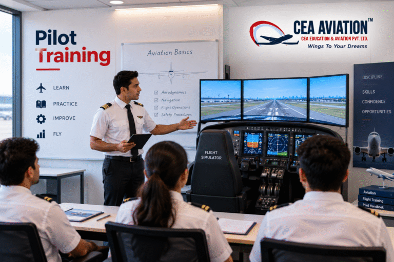 Aspiring pilots during flight training in Delhi at CEA Aviation