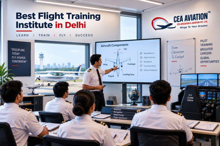 Instructor-led session at a flight training institute in Delhi